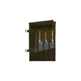 Witloft - Klassische Messerrolle aus Leder mit 5 Fächern - Grün/Cognac Witloft - Classic Leren Messenrol 5 Vakken - Groen/Cognac Messenrol leer Witloft