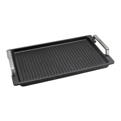 Eurolux Grillplatte mit Edelstahlgriffen 41 x 24 x 2,5 cm