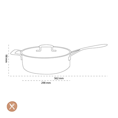 Demeyere - Industrie 5 Niedrige Schmorpfanne mit Deckel 28 cm