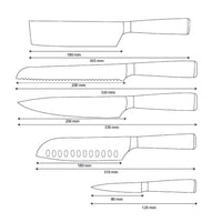 Shinrai Knives - Ensemble de 5 couteaux en résine époxy et saphir imprimé Damas - Couteau de chef, couteau à pain, couteau Nakiri, couteau Santoku et couteau d'office