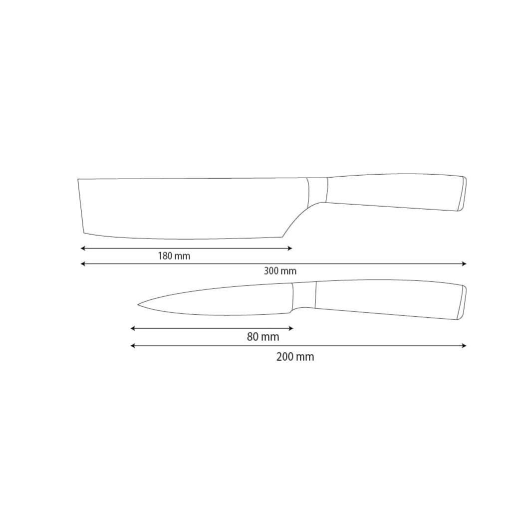 Shinrai Knives - 2-teiliges Messerset aus gehämmertem Edelstahl - Nakiri + Schälmesser
