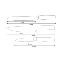 Shinrai Knives – 3-teiliges Messerset aus gehämmertem Edelstahl – Kochmesser + Brotmesser + Schälmesser