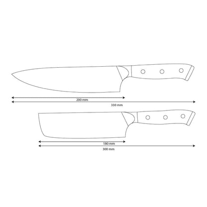Shinrai Knives - Eclipse 2-teiliges Damastmesser-Set - Kochmesser + Nakiri