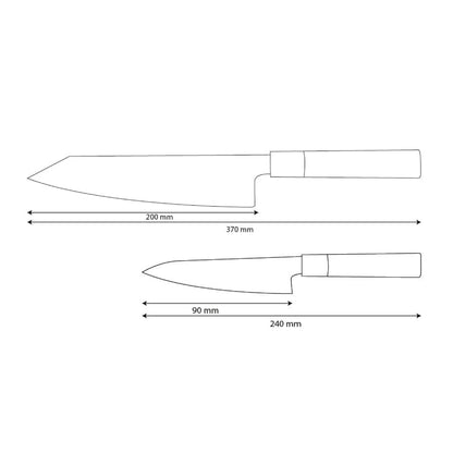 Shinrai Knives - Ensemble de couteaux Damas 2 pièces Takumi Kaza - Kiritsuke + Couteau d'office