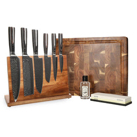 Couteaux Shinrai - Mega Bundle en acier inoxydable martelé - Tout ce dont vous avez besoin