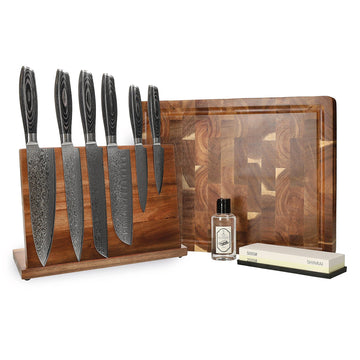 Shinrai-Messer – Mega-Paket aus Damast-Pakkaholz – alles, was Sie brauchen
