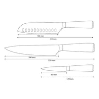 Shinrai Knives – 3-teiliges Messerset mit Damaszener-Print – Kochmesser + Santoku + Schälmesser