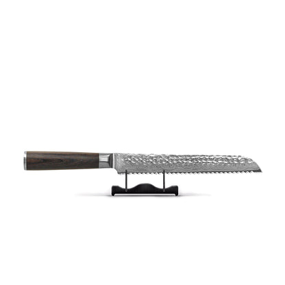 Shinrai Knives - Ensemble de 2 couteaux en damas martelé BR - Couteau de chef + Couteau à pain