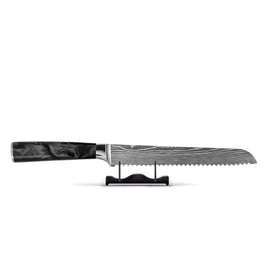 Shinrai Knives - Brotmesser mit Damascus Print Epoxy Onyx 20 cm
