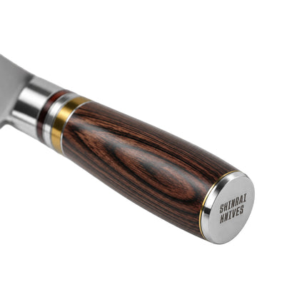Shinrai Knives – Micarta Jewels 2-teiliges Damastmesser-Set – Kochmesser + Nakiri