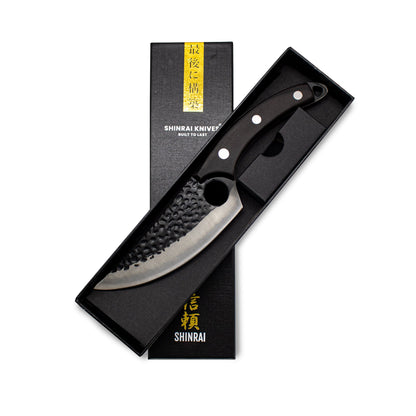 Shinrai Knives - Gehämmerter rostfreier Stahl Gladiator Series - Universal-Kochmesser mit Holster