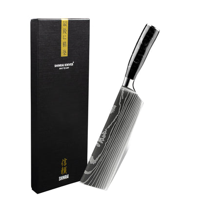 Shinrai Knives - Damascus Print Onyx Epoxy Nakiri Messer 18 cm