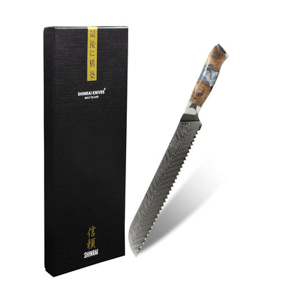 Shinrai Knives - Eclipse Series Damascus Brotmesser 20 cm