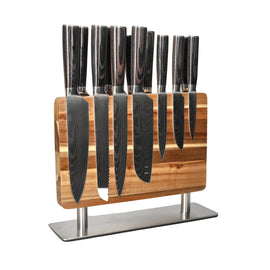 Shinrai Knives – 14-teiliges Messerset mit Damascus-Print – Master Collection XL-Set + Block