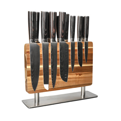 Shinrai Knives - Damascus Print 15-teiliges Messerset - Master Collection XXL-Set + Block