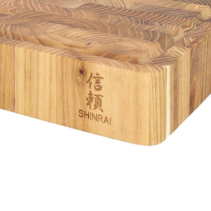 Shinrai Knives – Luxus-Schneidebrett aus Teakholz – 40 x 30 x 4,5 cm