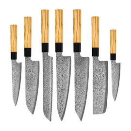Shinrai Knives – Takumi Kaza 7-teiliges Damastmesserset