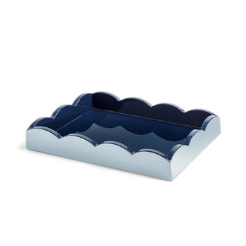 Addison Ross - Tablett Scalloped - Hellgrau & Marineblau - 28x20 cm