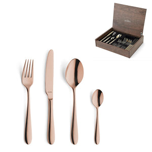 Amefa - Oxford - Coffret de couverts 24 pièces pour 6 personnes, finition cuivre brillant PVD - Coffret de luxe