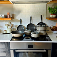 Cook &amp; Pan - Poêle en acier inoxydable couleur miel taupe de 18 cm avec couvercle en verre Cook &amp; Pan