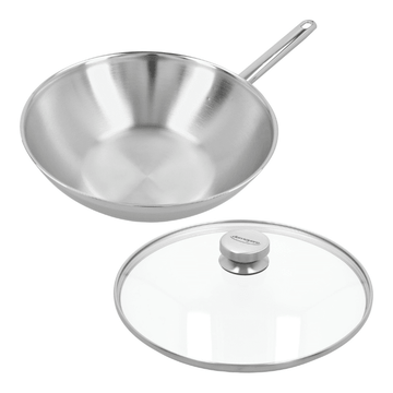 Demeyere - Apollo 7 - Wok 30 cm + couvercle en verre offert Demeyere Wok Pan