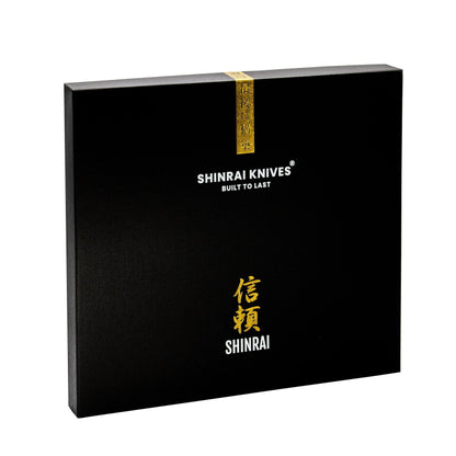 Hammered Damast BR 5-Delige Messenset + Magnetisch Messenblok Dubbelzijdig Messenset met blok Shinrai Knives 