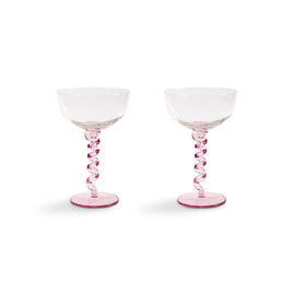 &Klevering - Coupe spiraal roze set van 2 Cocktail glazen &Klevering 