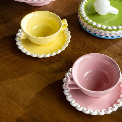 &Klevering - Kop en Schotel Whip - Roze - Set Van 2 Cappuccino kopjes &Klevering 