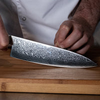 Shinrai Japan - Damast Pakka Wood 6-delige Messenset + Magnetisch Messenblok Dubbelzijdig - Zwart Shinrai Japan 