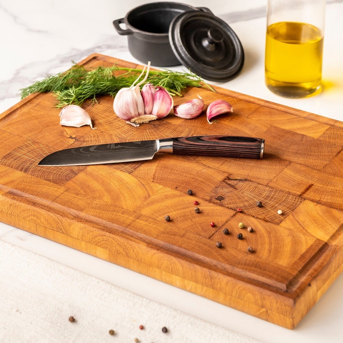 Shinrai Knives - Damascus Print 7-delige Messenset + Messenblok Cito dubbelzijdig Messenset met blok Shinrai Knives 