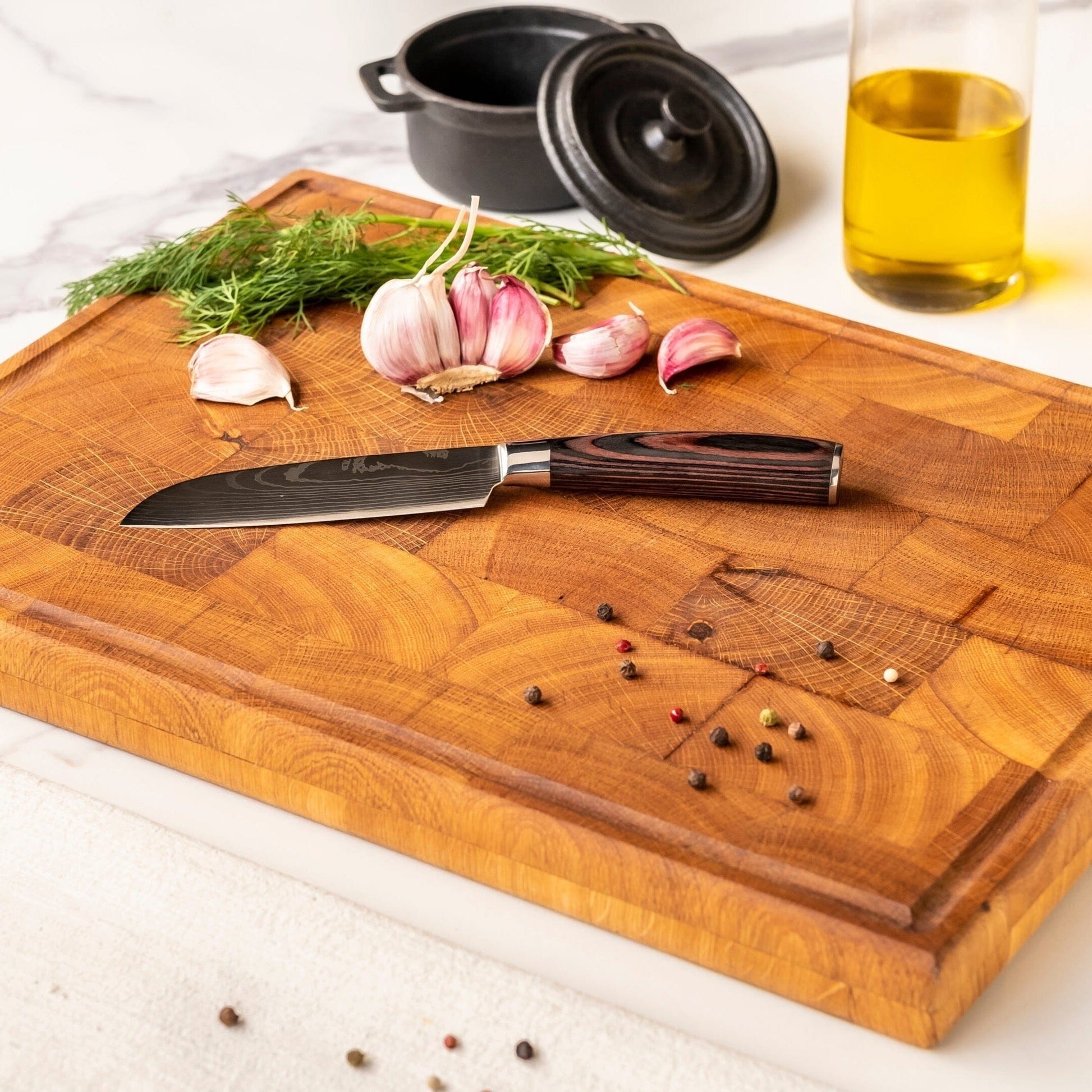 Shinrai Knives - Damascus Print 7-delige Messenset + Messenblok Cito dubbelzijdig Messenset met blok Shinrai Knives 