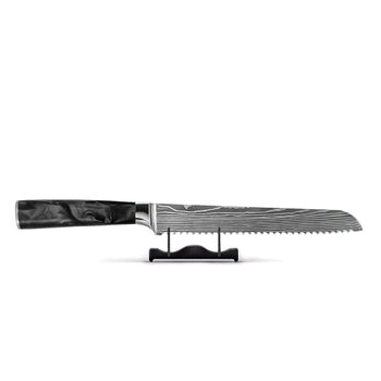 Couteau à pain Shinrai Knives - Onyx époxy imprimé Damas, 20 cm