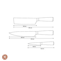 Couteaux Shinrai - Coffret de 3 couteaux en résine époxy saphir à motif damassé - Couteau de chef + Nakiri + Couteau d'office