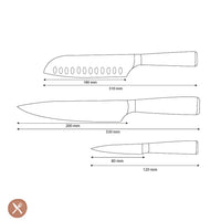Couteaux Shinrai - Coffret de 3 couteaux en résine époxy saphir à motif damassé - Couteau de chef + Santoku + Couteau d'office