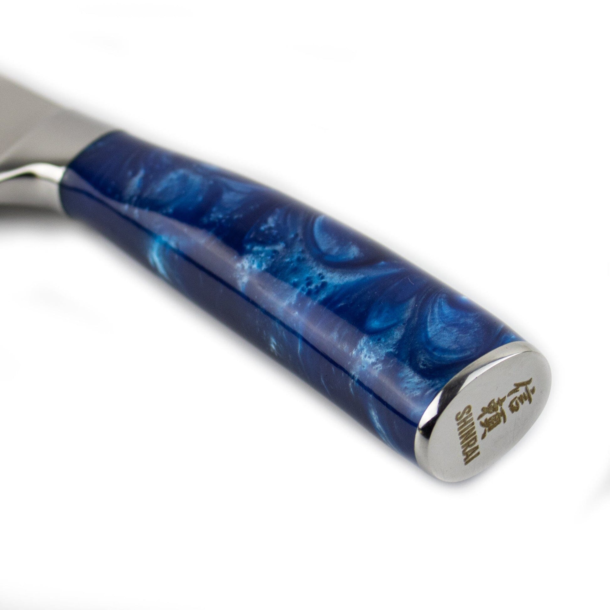 Shinrai Knives - Damascus Print Epoxy Sapphire Nakiri mes 18 cm Nakirimes Shinrai Knives 