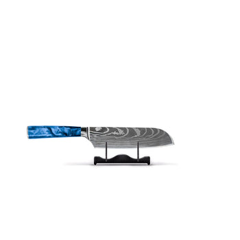 Couteaux Shinrai - Damascus Print Epoxy Sapphire Santoku couteau 13 cm Couteau Santoku Shinrai Knives