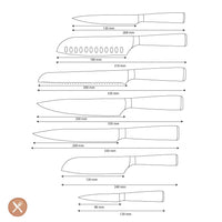 Couteaux Shinrai - Coffret complet Damas - Ensemble de couteaux complet avec bloc, planche à découper et pierre à aiguiser 