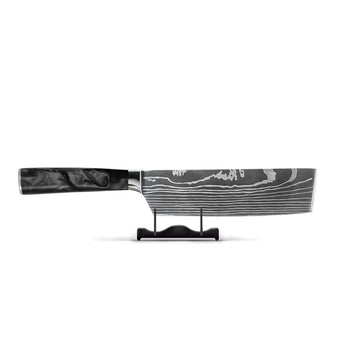 Couteaux Shinrai - Nakiri en époxy onyx imprimé damas, 18 cm, Nakirimes Shinrai