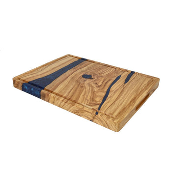 Shinrai Knives - Epoxy Sapphire Snijplank Olijfhout - 40 x 30 x 3 cm Houten snijplank Shinrai Knives 