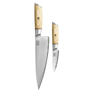 Shinrai Knives - Hikari Damascus 2-delige set - Koksmes + Schilmes Messenset Shinrai Knives 