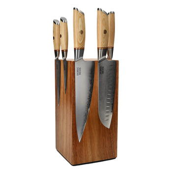 Shinrai Knives - Hikari Damascus 5-delige messenset + Messenblok Rotate Messenset met blok Shinrai Knives 