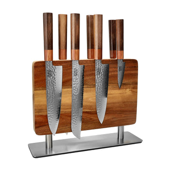 Shinrai Knives - Kigami Exclusive Damascus 7-delige messenset + Messenblok Stans Messenset met blok Shinrai Knives 
