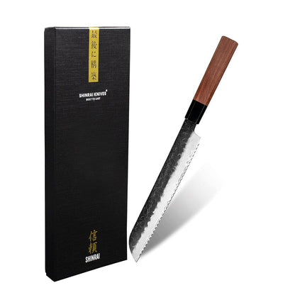 Shinrai Knives - Kurayami Damascus Broodmes 20 cm Broodmes Shinrai Knives 