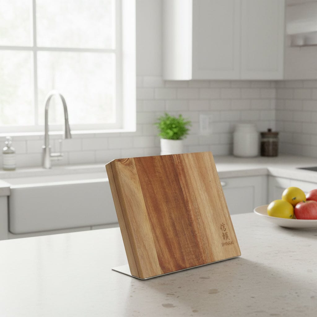 Shinrai Knives - Magnetisch Messenblok Cito Enkelzijdig - Acaciahout Magnetisch messenblok Shinrai Knives 