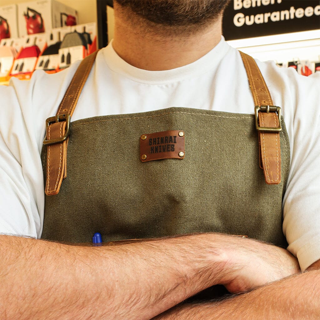 Shinrai Knives - Schort Hoogwaardig Canvas & Leer Groen Schort Shinrai Knives 