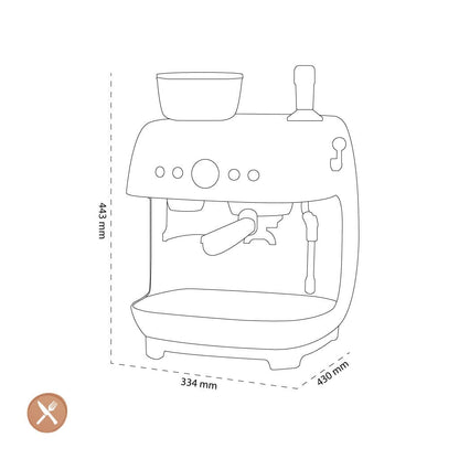 Smeg - Espressomachine | Pastelblauw | Jaren 50 | Handmatige espressomachine met geïntegreerde bonenmaler Handmatige Espressomachine Smeg 