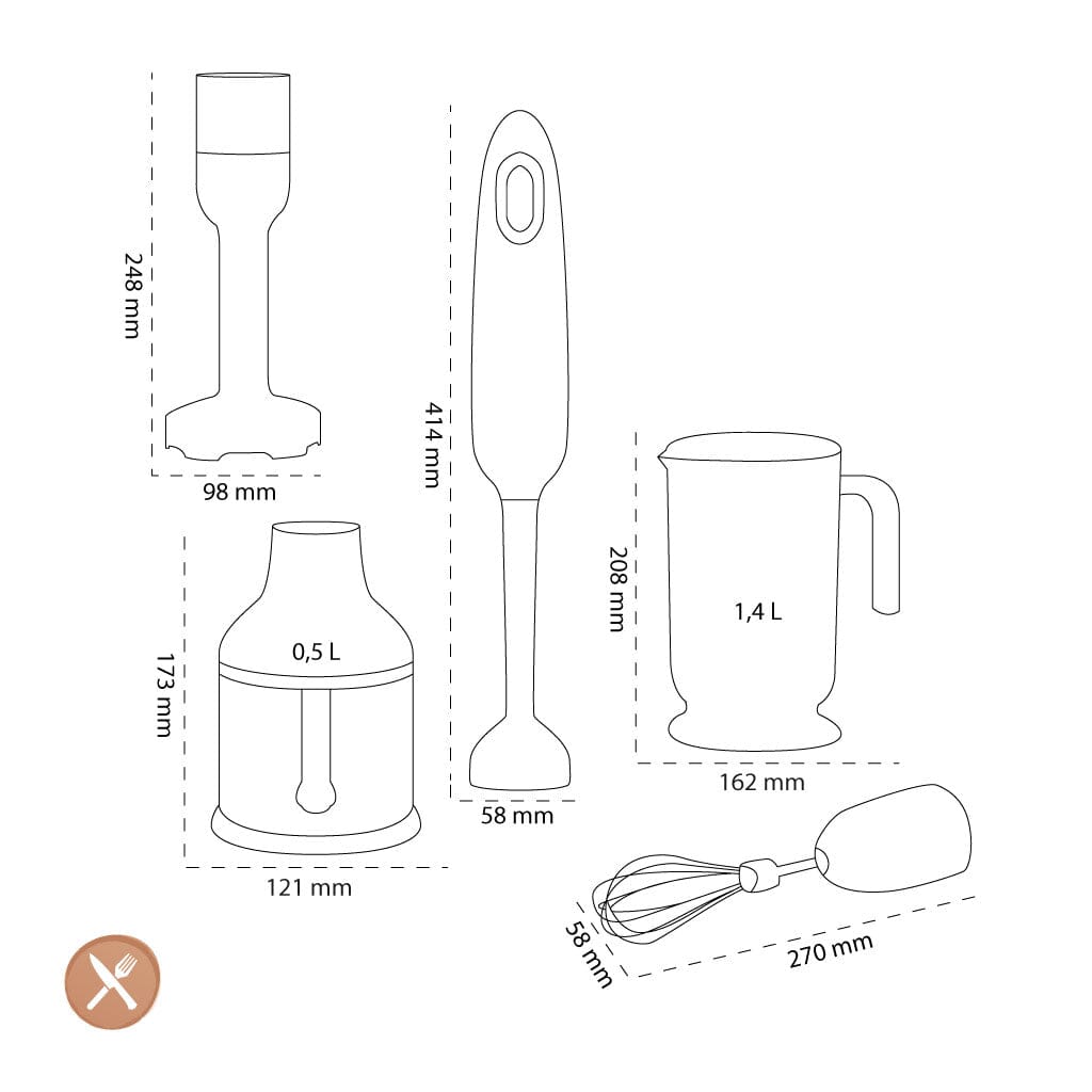 Smeg - Staafmixer | Wit | Jaren 50 | Staafmixer met accessoires | Plus pakket Staafmixer Smeg 