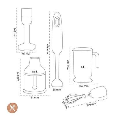 Smeg - Staafmixer | Zwart | Jaren 50 | Staafmixer met accessoires | Plus pakket Staafmixer Smeg 