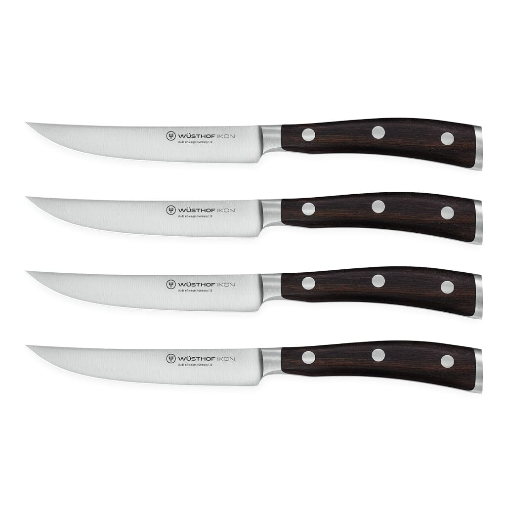 Wusthof - Ikon Steakmessenset 4-delig - Houten handvat Steakmessen Wusthof 