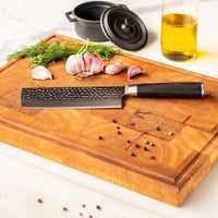 Hammered Damast BR 5-delige Damascus Messenset + Acacia houder 1 Messensets Shinrai Japan 